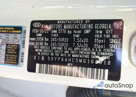 2021 Kia Telluride S из США, поврежденный, VIN 5XYP64HC5MG163018